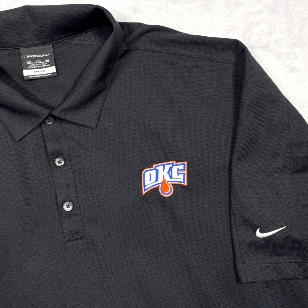 Oklahoma City Thunder OKC NIKE Golf Polo Shirt Men XXL Black DriFIT Performance